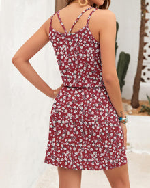 Ursula Women's Dress – V-Neck, Thin Straps, Mini Cut & Adjustable Waist with Pockets Summer