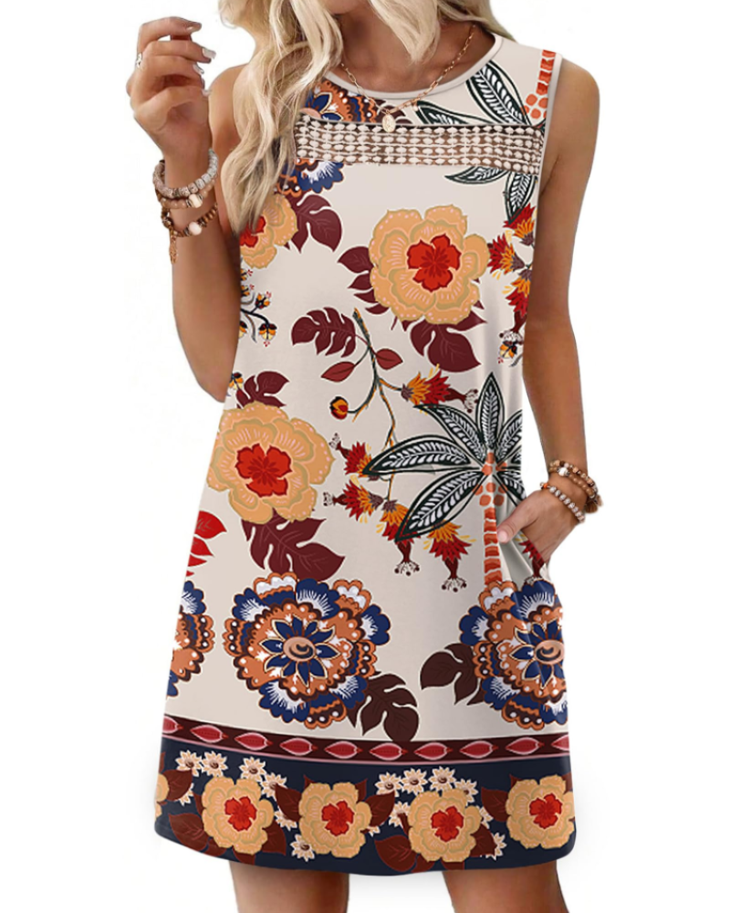 Renee Mini Dress for Women – Summer Lace Tank Dress, Flowing Fit with Pockets, Elegant Style
