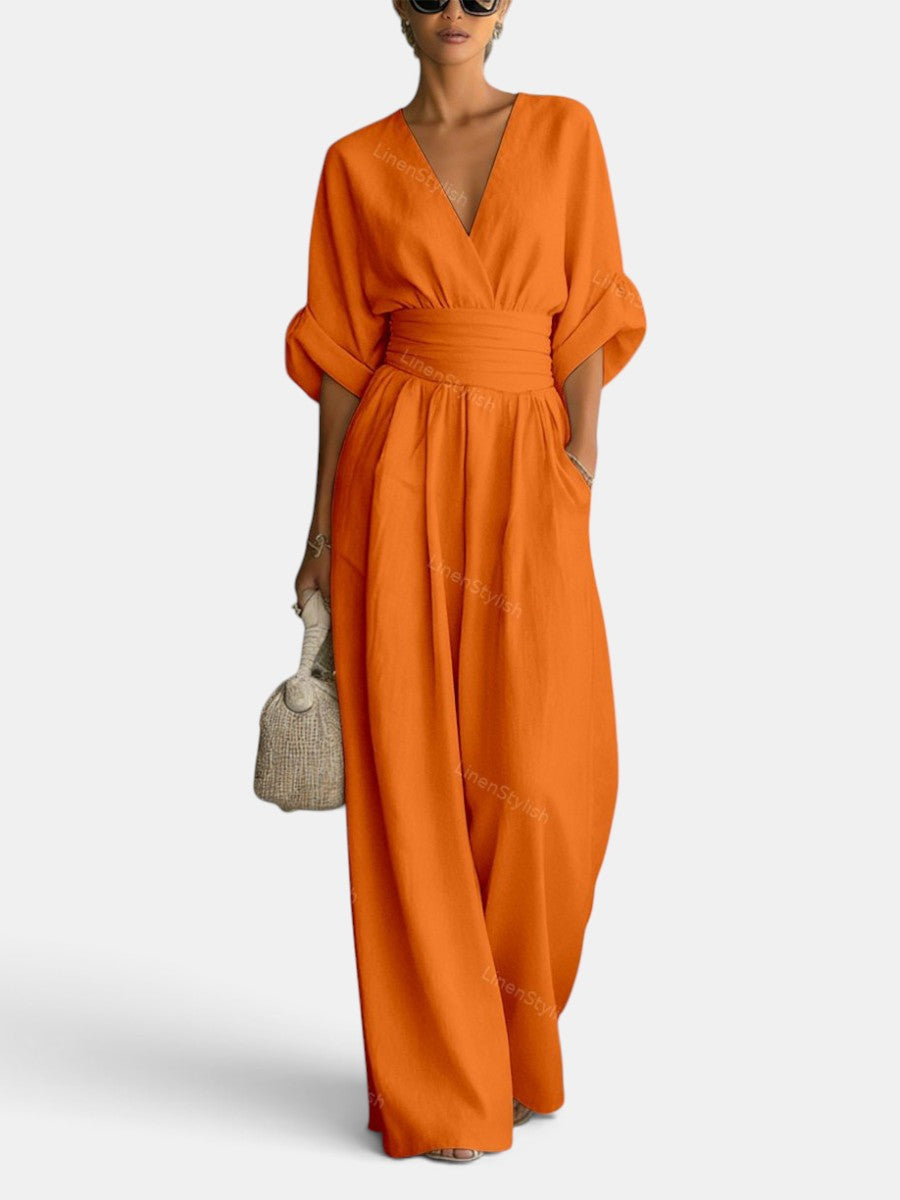 Women's Premium Elegant Jumpsuit – Long Jumpsuit with V-Neck