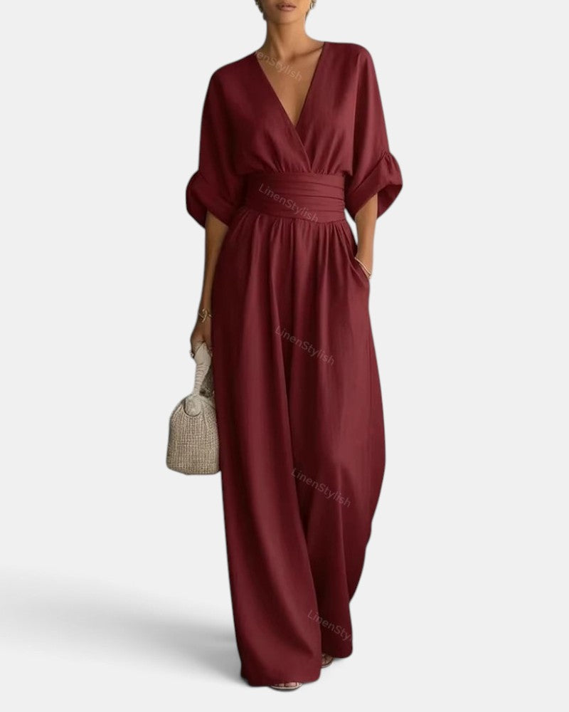 Women's Premium Elegant Jumpsuit – Long Jumpsuit with V-Neck