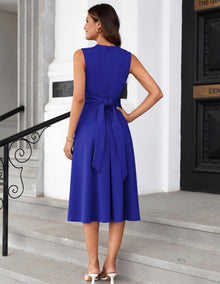 Mary Grace Women's Robe – Sleeveless Round Neck, Midi A-Line Cut & Belt with Pockets
