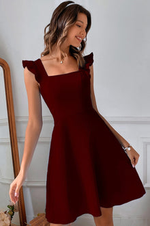 Addison Summer Dress Women – Mini Dress Sleeveless with Square Neckline, Ruffles & Open Back
