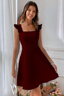 Addison Summer Dress Women – Mini Dress Sleeveless with Square Neckline, Ruffles & Open Back