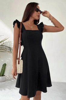 Addison Summer Dress Women – Mini Dress Sleeveless with Square Neckline, Ruffles & Open Back