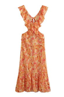 Summer Dress Women Eris – Dress with Ruffles with Laces, Cut-out Details & Floral Print