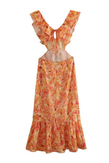 Summer Dress Women Eris – Dress with Ruffles with Laces, Cut-out Details & Floral Print