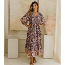 Runa Mid-Length Robe Looksy – Floral Print & Light Puff Sleeves Summer