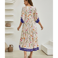 Runa Mid-Length Robe Looksy – Floral Print & Light Puff Sleeves Summer
