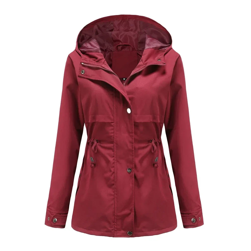 Madeline Manteau Waterproof Women – Adjustable Hood, Lightweight & Durable for Rain