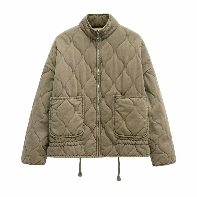 Hershey Quilted Jacket Woman – Warm and Light with Front Zip & Adjustable Waist