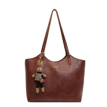 Emma Rustic Edge Tote – Spacious Vintage Vegan Leather Bag with Fancy Pendant