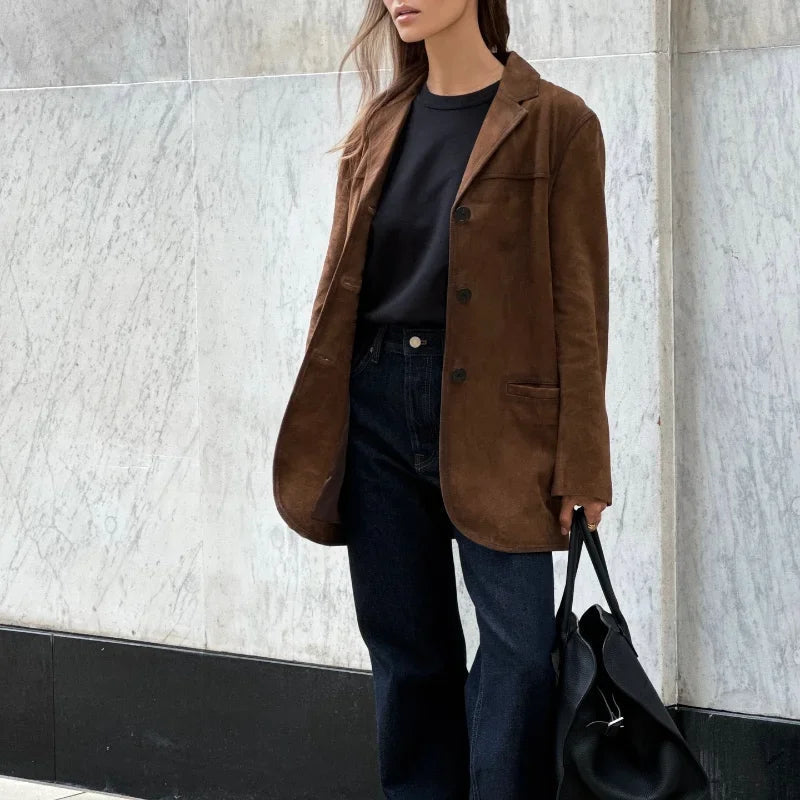 Alana Women's Suede Imitation Jacket – Elegant, Versatile & Ideal for Mid-Season