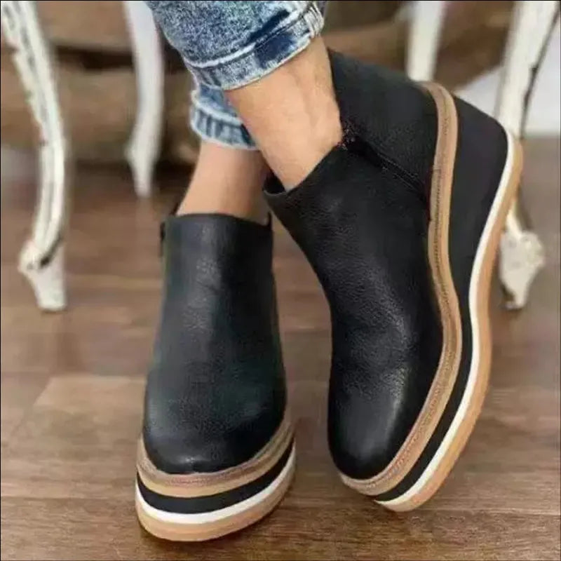 Felise Women's Ankle Boots – Elegant Platform Sole Boots with Zipper, Comfortable and Durable