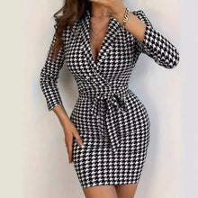 Robe Femme Olivia – Sleeveless Wrap Dress with Houndstooth Pattern and Flattering Fitted Cut