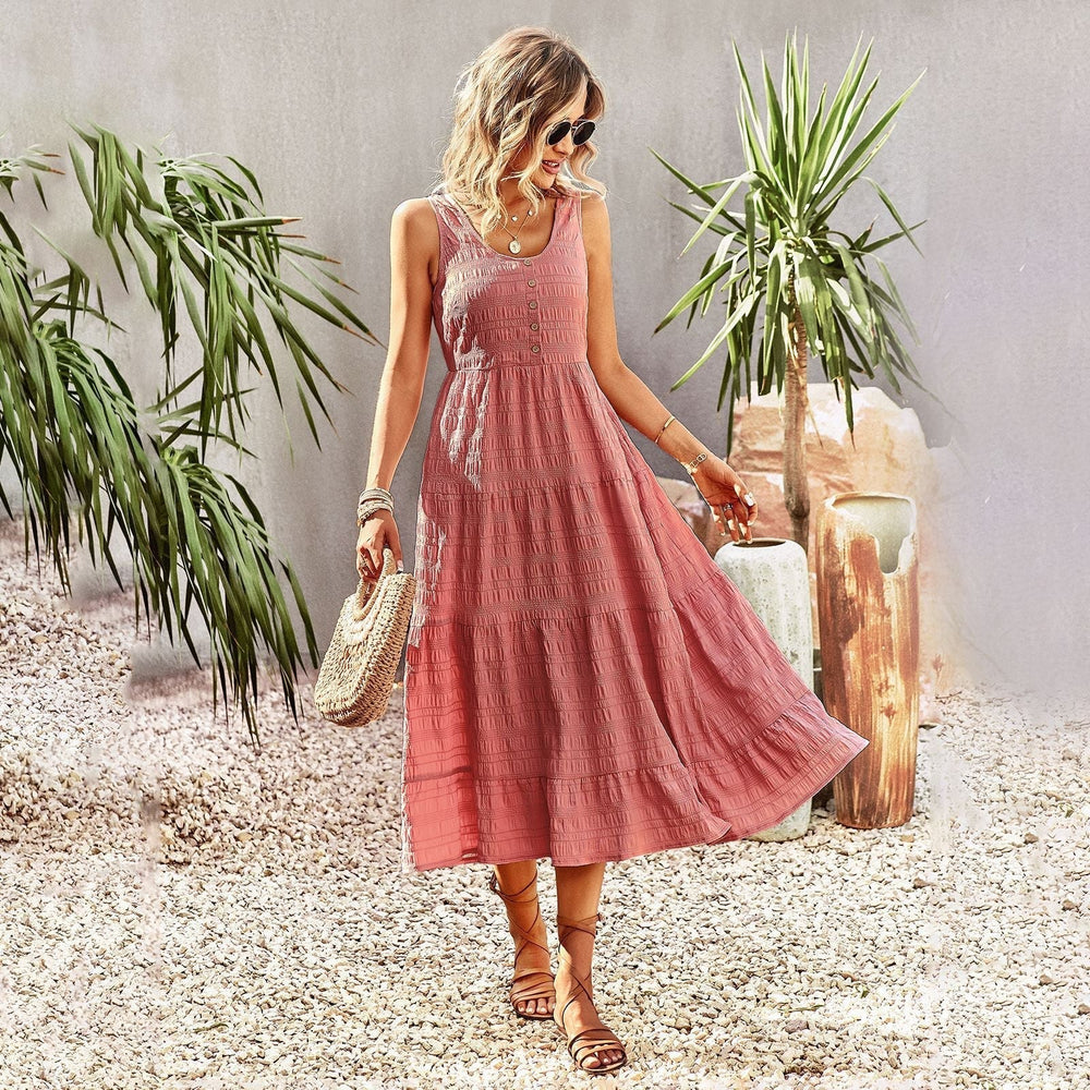 Bohemian Summer Dress for Women Isla – Loose Long Dress with Handmade Details & Feminine Look