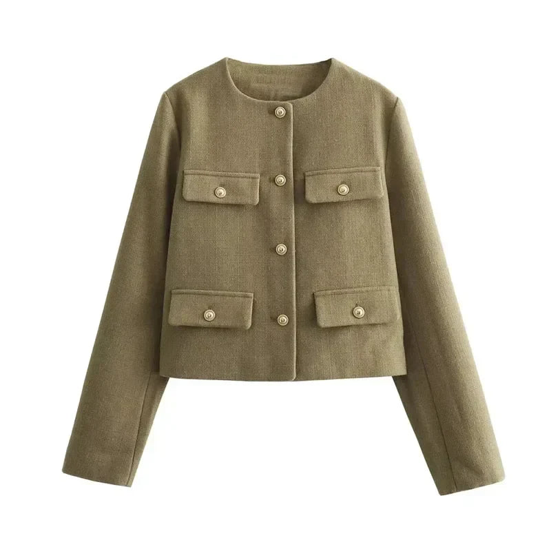Sara Luxury Women's Jacket – Fitted Jacket with Golden Buttons and Elegant Silhouette