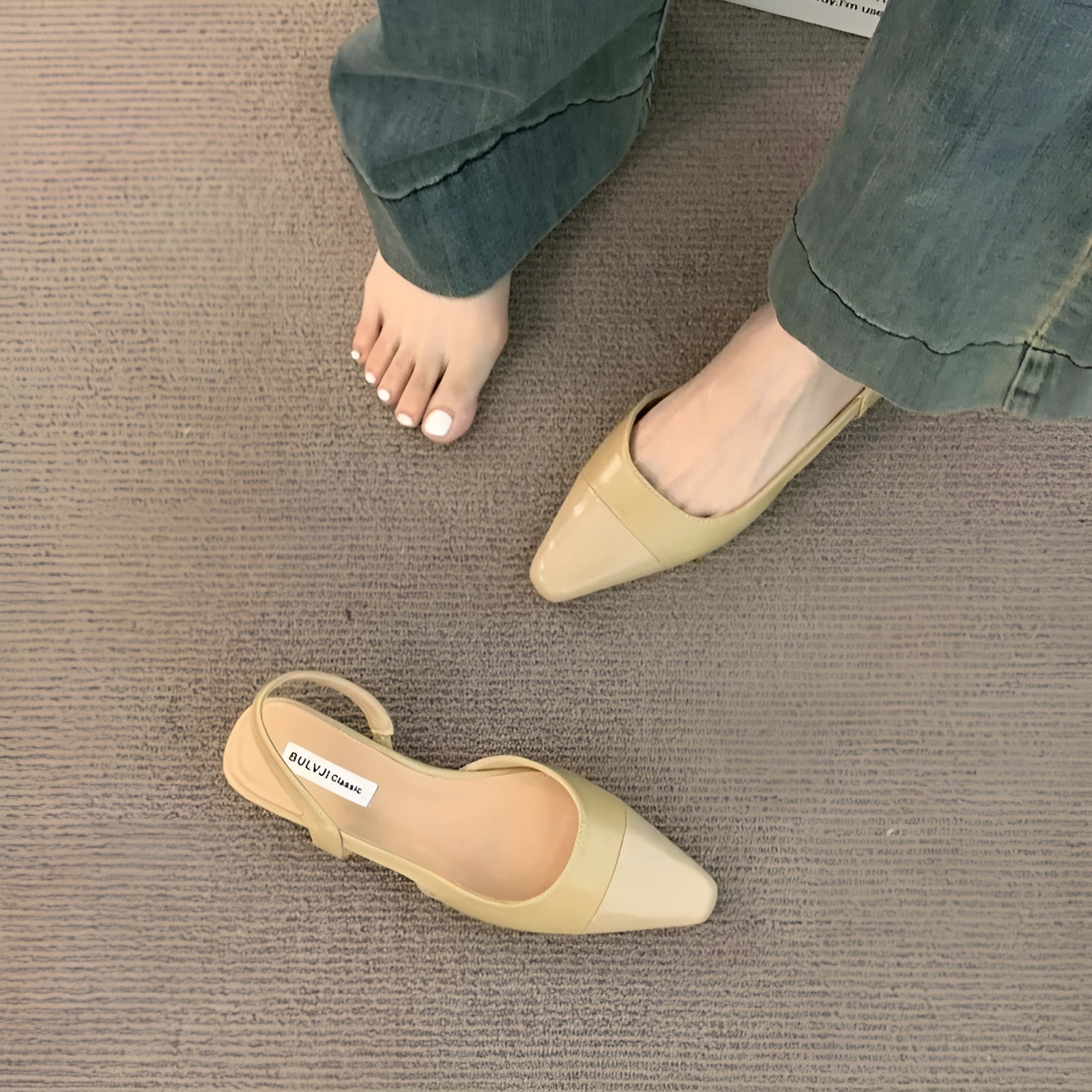 Camille Ballerinas Women – Elegant Shoes with Pointed Toe & Comfortable Square Heel