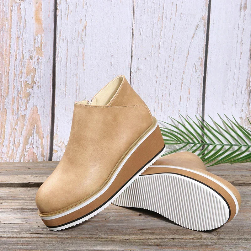 Felise Women's Ankle Boots – Elegant Platform Sole Boots with Zipper, Comfortable and Durable