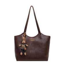 Emma Rustic Edge Tote – Spacious Vintage Vegan Leather Bag with Fancy Pendant