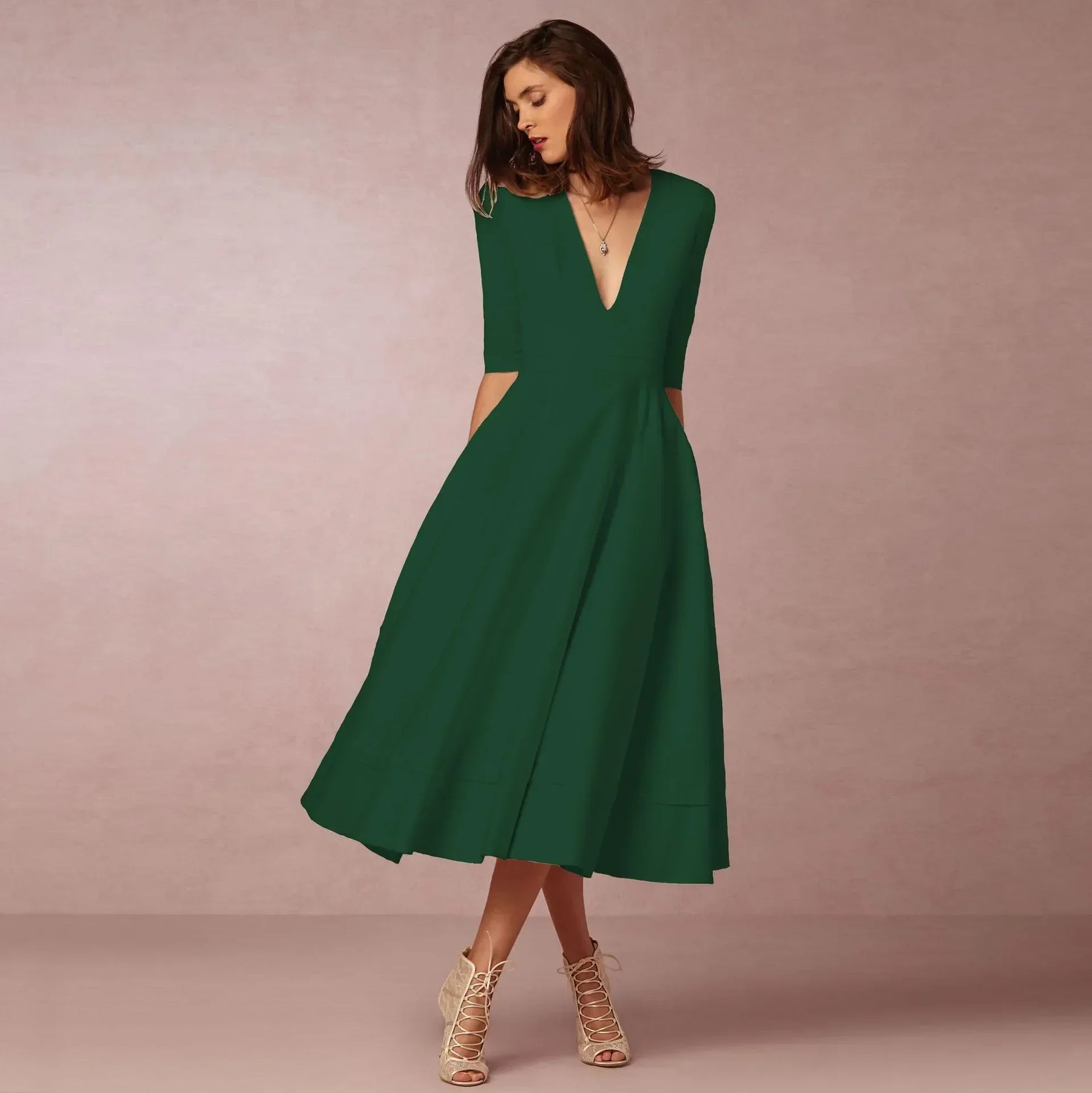 Ivoire Midi Dress Woman – Fitted Cotton Dress with Elegant Cut