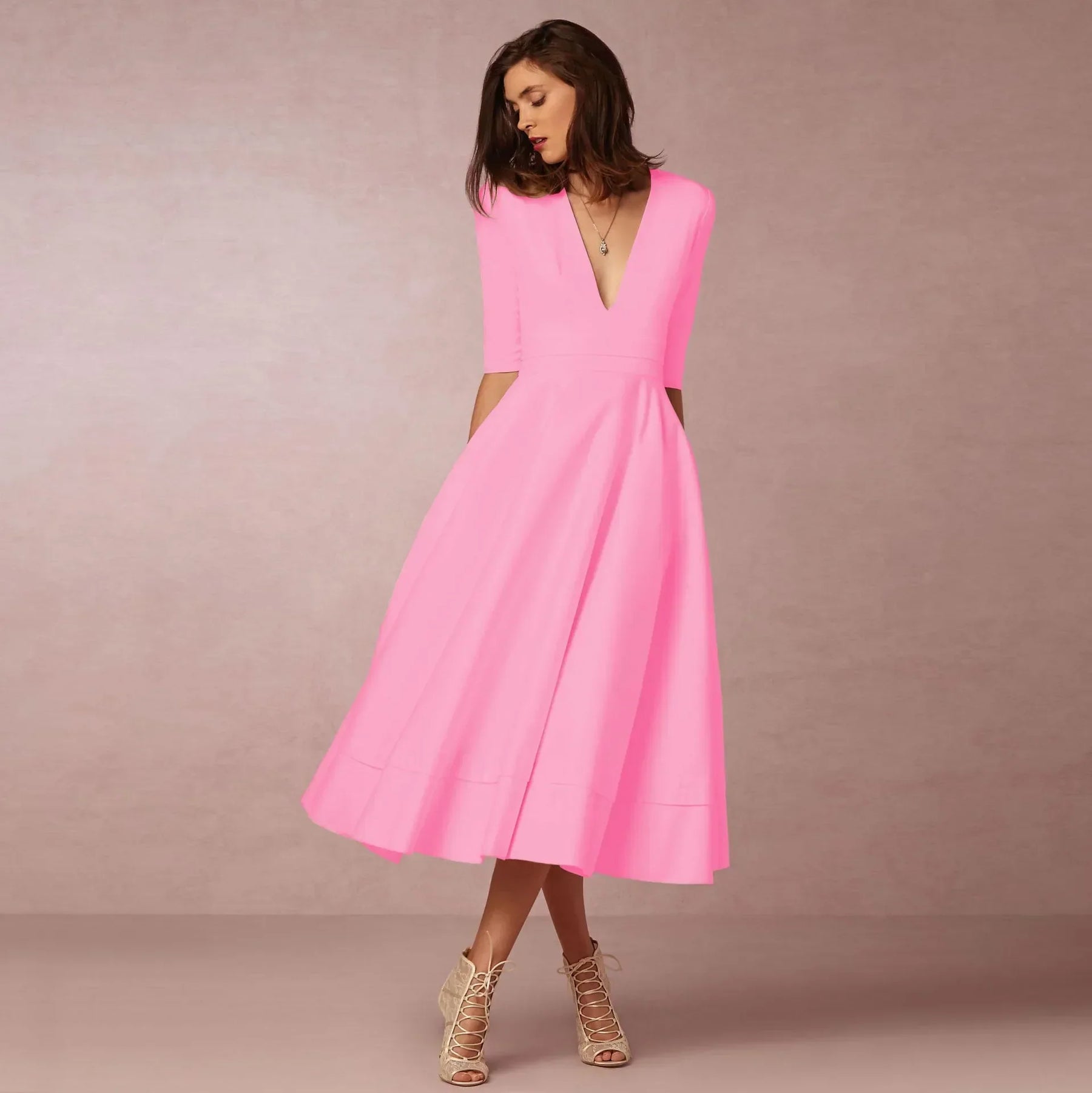 Ivoire Midi Dress Woman – Fitted Cotton Dress with Elegant Cut