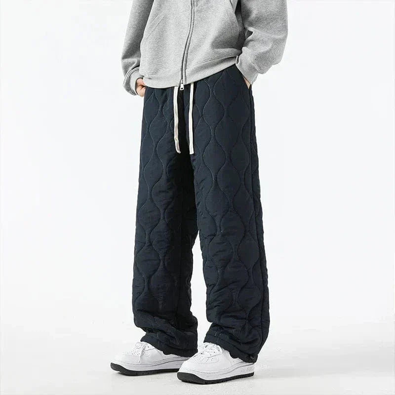 Logan Winter Quilted Pants Men – Warm Fleece Lined Pants with Loose Fit & Elastic Waistband