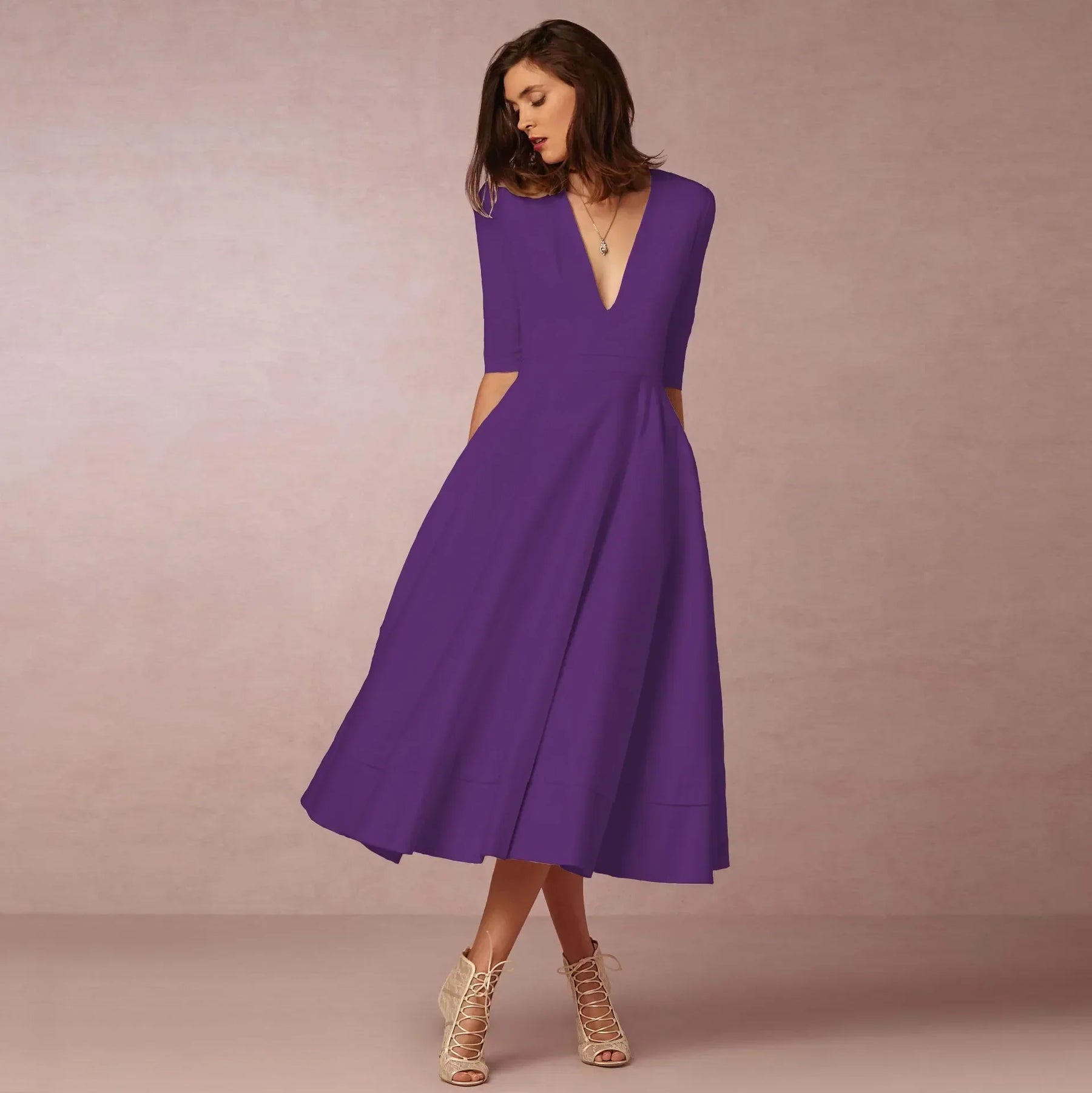 Ivoire Midi Dress Woman – Fitted Cotton Dress with Elegant Cut