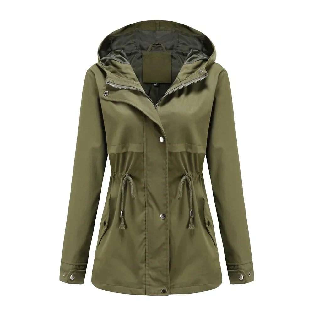Madeline Manteau Waterproof Women – Adjustable Hood, Lightweight & Durable for Rain