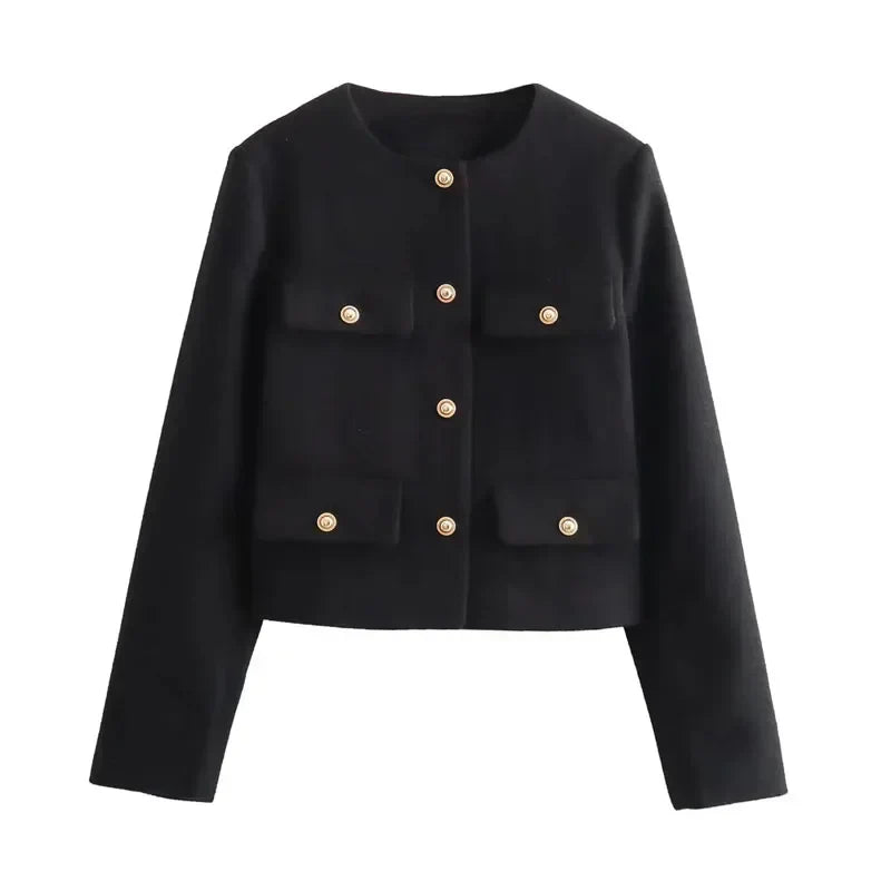 Maisy Women's Coat – Elegant Classic Coat with Chic Decorative Buttons