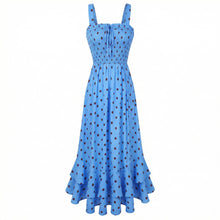 Mildred Women's Maxi Dress – Square Neck, Straps, Smocked A-Line Cut & Ruffled Hem Summer