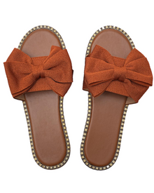 Jola Women's Mules – Flat Sandals with Elegant Bow & Summer Slip-On Design