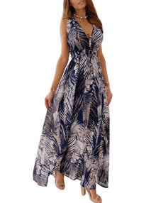 Windy Maxi Dress for Women – V-Neck Sleeveless, Adjustable Waist & Flowing Cut Double Lining Summer