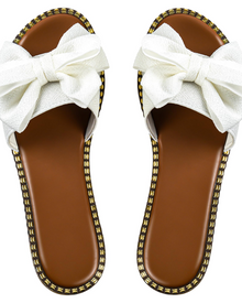 Jola Women's Mules – Flat Sandals with Elegant Bow & Summer Slip-On Design
