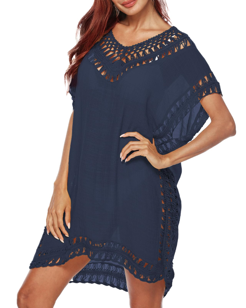 Meleden Women's Beach Dress – Flowing V-Neck Poncho Bikini Cover-Up Bohemian Style