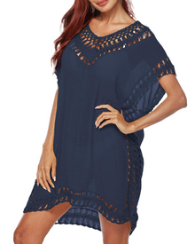 Meleden Women's Beach Dress – Flowing V-Neck Poncho Bikini Cover-Up Bohemian Style
