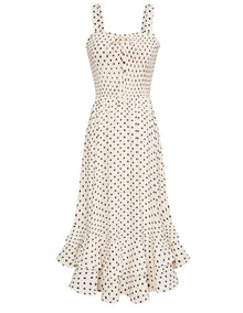 Mildred Women's Maxi Dress – Square Neck, Straps, Smocked A-Line Cut & Ruffled Hem Summer