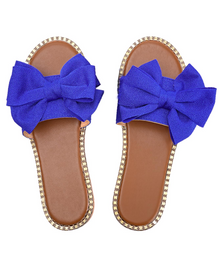 Jola Women's Mules – Flat Sandals with Elegant Bow & Summer Slip-On Design