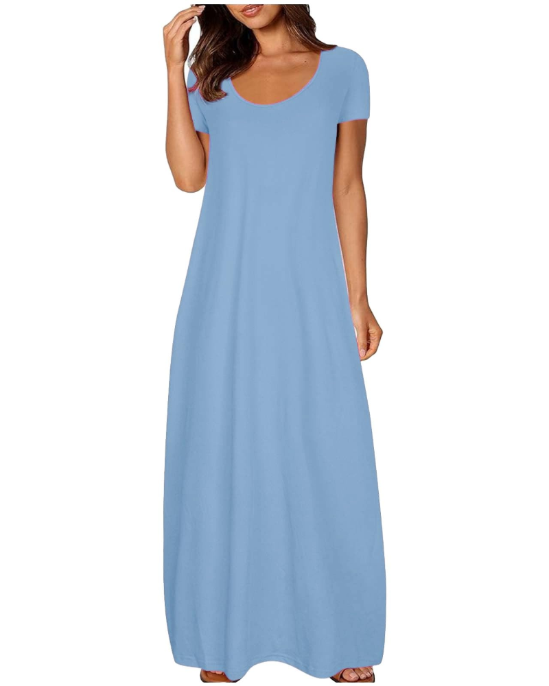 Marla Long Dress for Women – Flowing Bohemian Floral Print A-Line Summer Dress