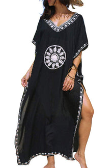 Eugenia Women's Kimono – Loose Long Beach Dress, V-Neck & Loose Sleeves Summer Cover-Up