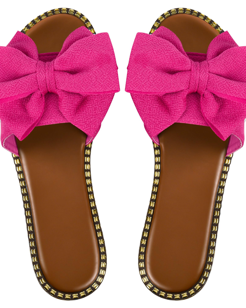 Jola Women's Mules – Flat Sandals with Elegant Bow & Summer Slip-On Design