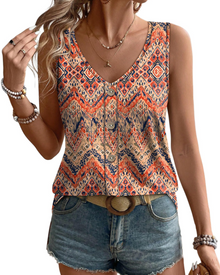 Elira Women's Tank Top – Eyelet V-Neck, Sleeveless Loose Fit & Chic Summer Style