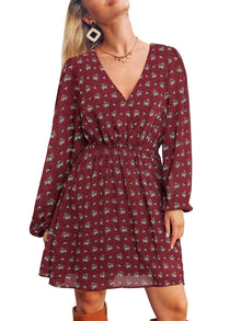 Nerina Robe Cupshe Women – Floral V-Neck Wrap, Long Sleeves & Elegant Mini Cut