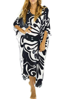 Eugenia Women's Kimono – Loose Long Beach Dress, V-Neck & Loose Sleeves Summer Cover-Up