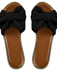 Jola Women's Mules – Flat Sandals with Elegant Bow & Summer Slip-On Design