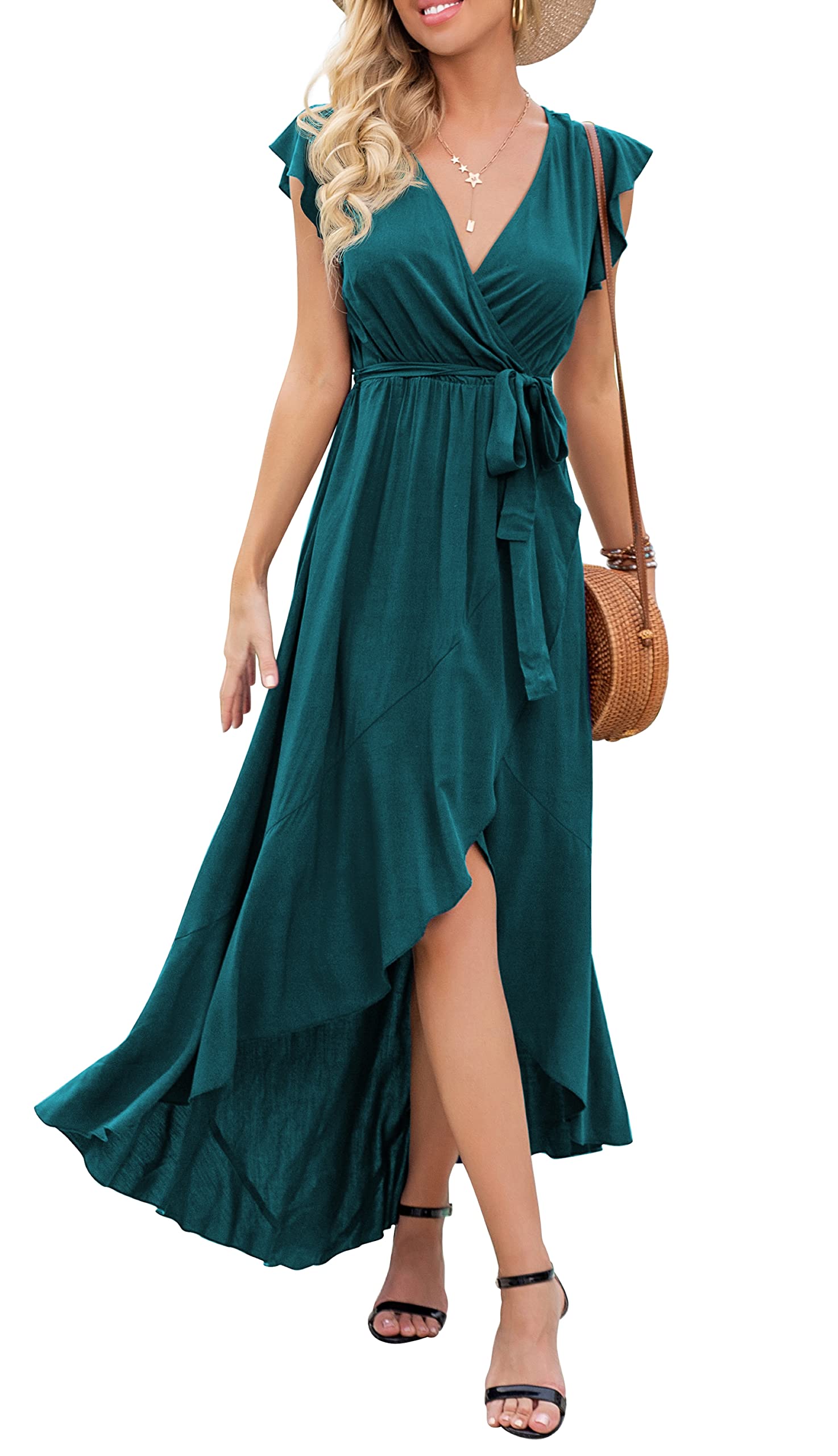 Gertrude Women's Robe – Floral V-Neck Wrap, Flowing Maxi Cut & Asymmetric Hem Summer