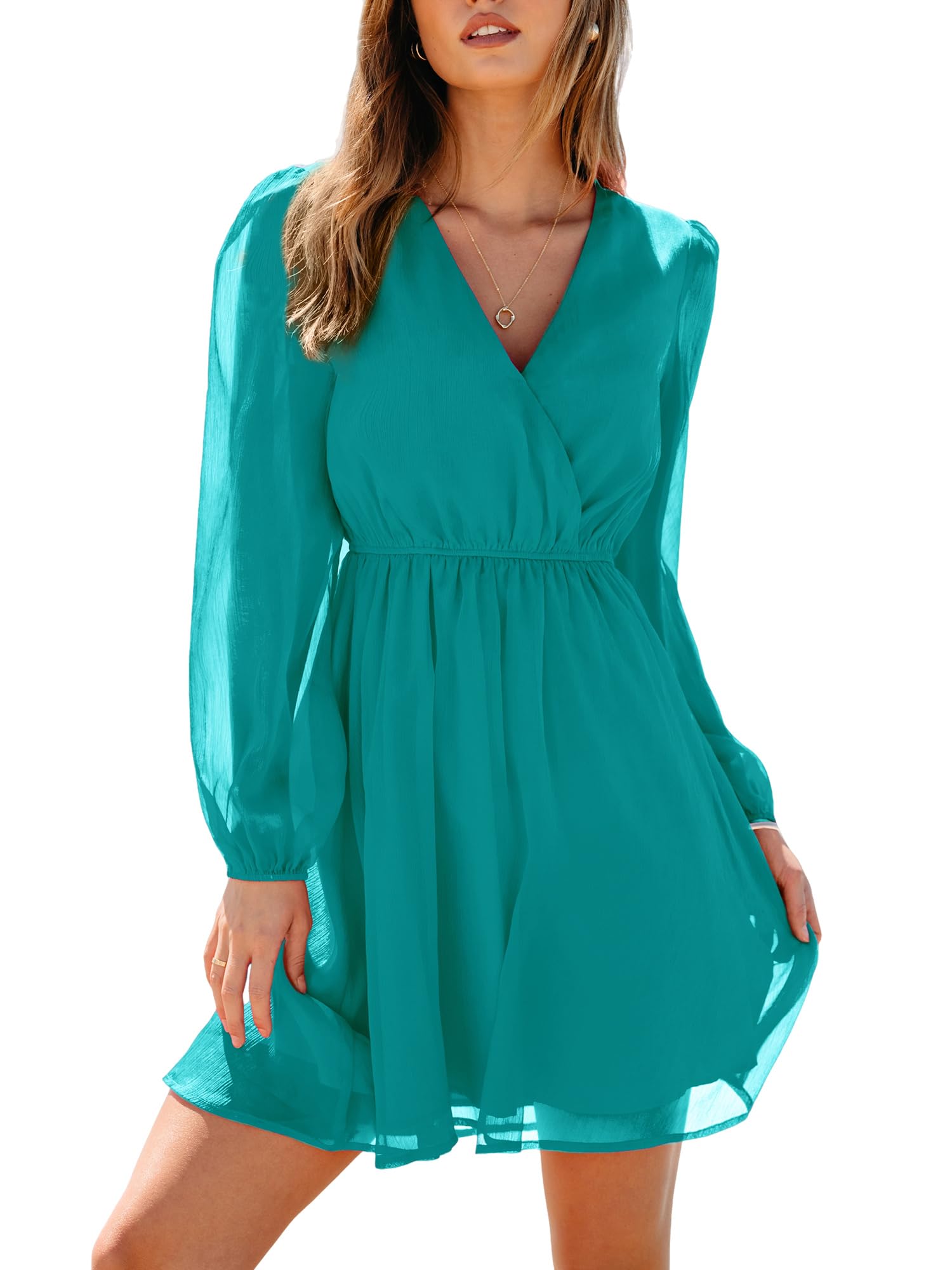 Nerina Robe Cupshe Women – Floral V-Neck Wrap, Long Sleeves & Elegant Mini Cut