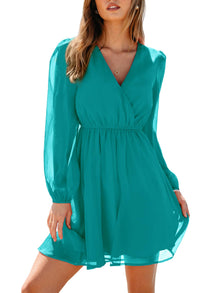 Nerina Robe Cupshe Women – Floral V-Neck Wrap, Long Sleeves & Elegant Mini Cut