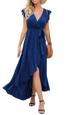 Gertrude Women's Robe – Floral V-Neck Wrap, Flowing Maxi Cut & Asymmetric Hem Summer