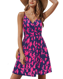 Lusha Women's Robe – V-Neck, Thin Straps, A-Line Midi Cut & Pockets, Elastic Waist, Summer