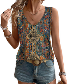 Elira Women's Tank Top – Eyelet V-Neck, Sleeveless Loose Fit & Chic Summer Style